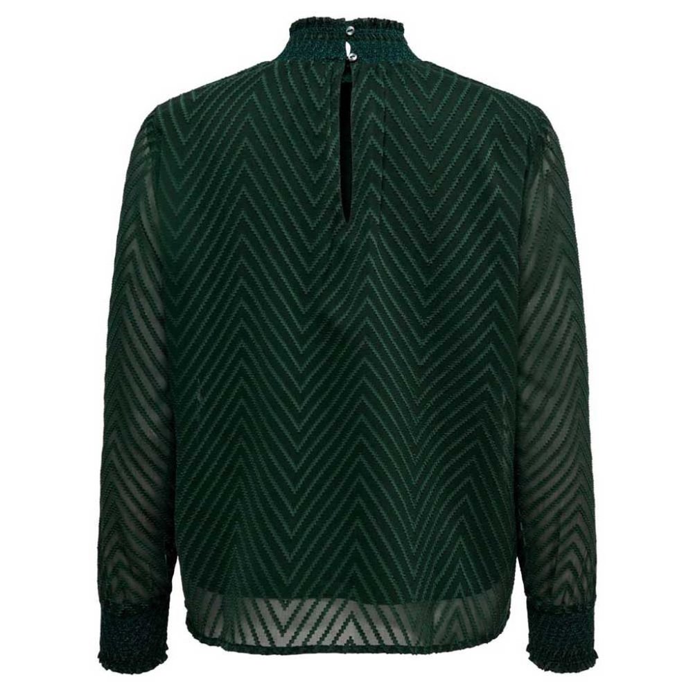 ONLY Emerald Green Chevron Blouse with Sheer Sleeves - S/4/36 - Picture 5 of 10